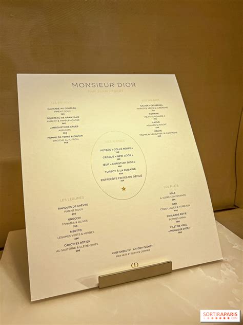 ristorante dior menu|christian Dior cafe.